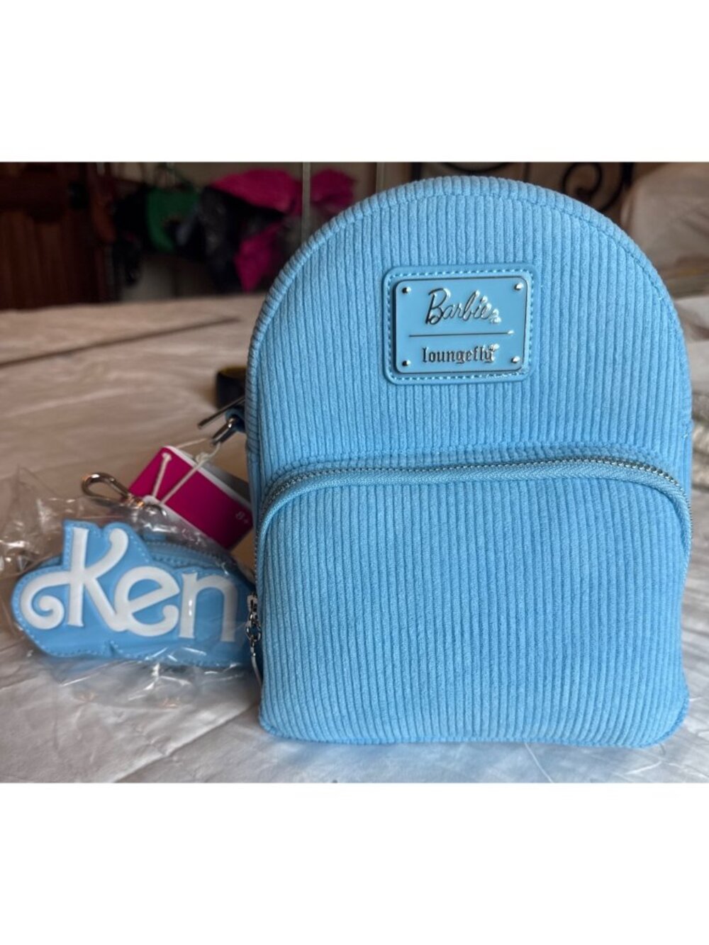 Loungefly Barbie Ken Mini Backpack Corduroy Blue Convertible Crossbody NWT